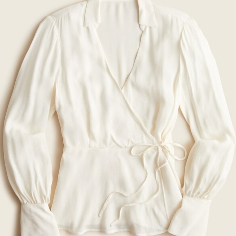 NWT JCrew crepe wrap top ivory size 8
